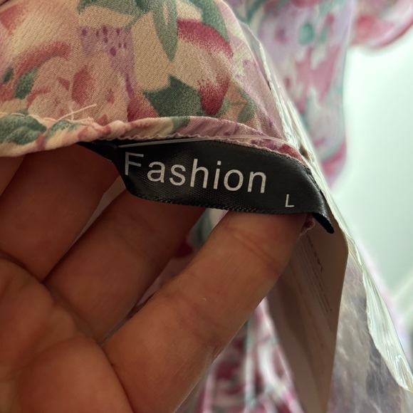 NWT Floral Pink One-Shoulder Long Maxi Dress Women Size Large - Picture 10 of 10